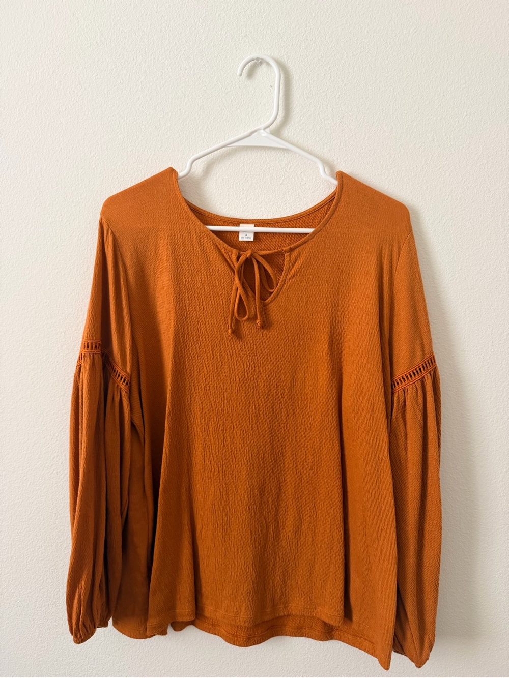 Old Navy Burnt Orange Tie-Front Balloon Sleeve Blouse